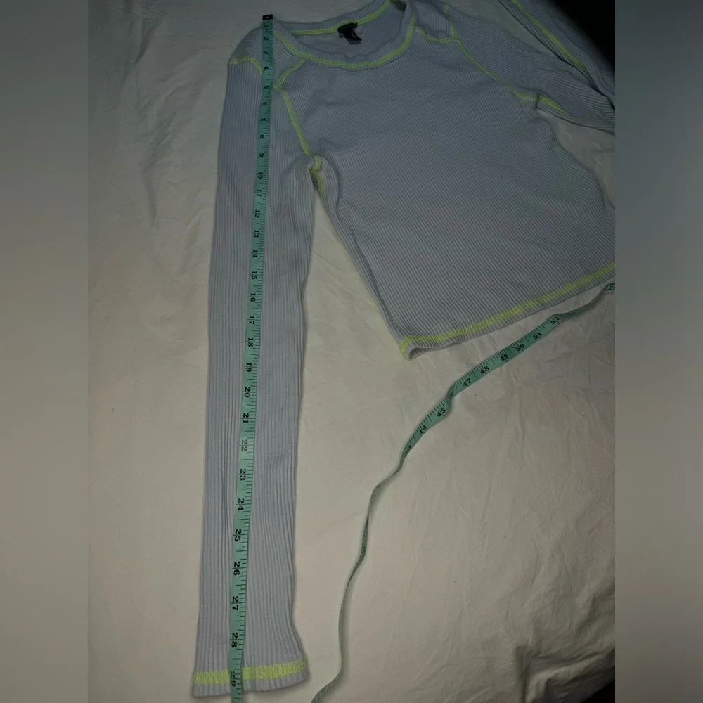WILD FABLE Shirt Blue with Neon Green Stitching Long Sleeve / XL / Stitch Ribbed